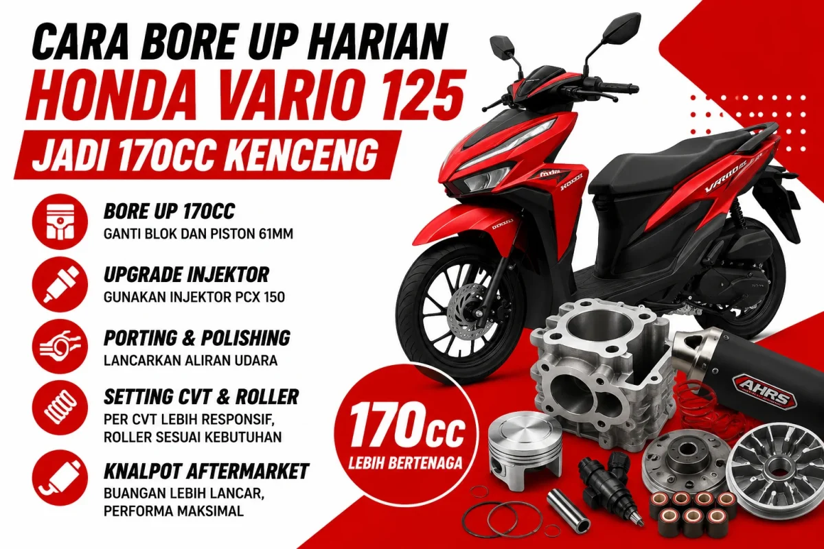 Cara Bore Up Harian Honda Vario 125 Jadi 170cc