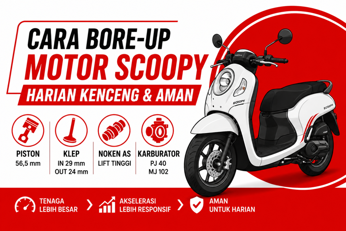 Cara Bore-up Motor Scoopy Harian Kenceng dan Aman