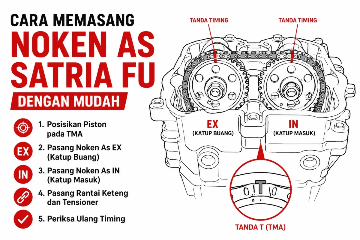 Cara Memasang Noken As Satria FU Dengan Mudah dan Benar