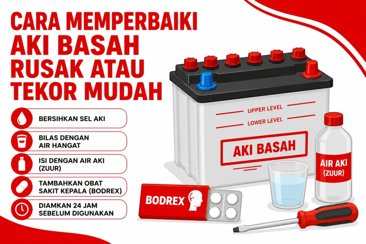 Cara Memperbaiki Aki Basah Rusak Atau Tekor Mudah