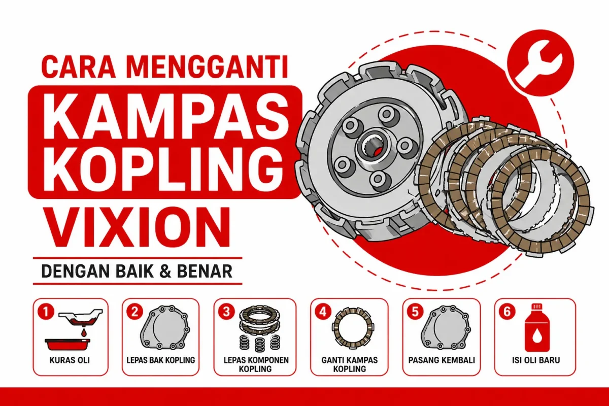 Cara Mengganti Kampas Kopling Vixion Dengan Baik & Benar